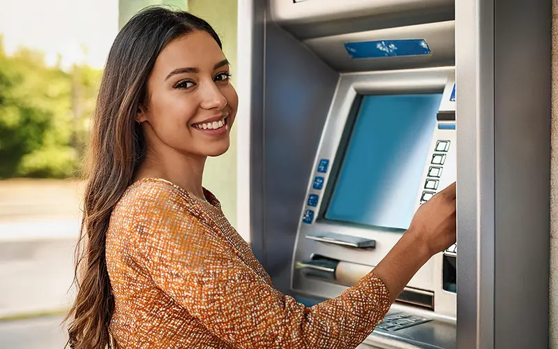 woman with debit card